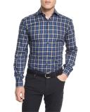 Plaid Long-Sleeve Sport Shirt, Navy
