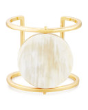 Blonde Horn Rotating Disc Cuff Bracelet, Gold