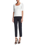 Franca Cropped Techno Pants, Navy