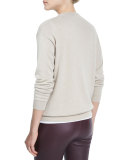 Cashmere Sweater W/Monili Tie, Grain