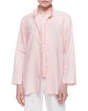 Linen Button-Front Jacket, Plus Size