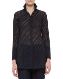 Zebra Voile Devore High-Low Tunic, Starling