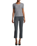 Elastic-Waist Ankle Pants, Dark Gray