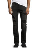 Mr. 87 Slim-Fit Destroyed Jeans, Black