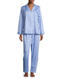 Haberdashery Long-Sleeve Pajama Set, Blue/White