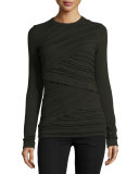 Tripping Crossover-Front Sweater, Olive