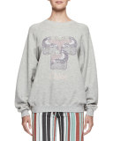 Toucan Logo Crewneck Sweatshirt, Aqua Blue/Gray