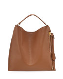 Alix Large Leather Hobo Bag, Tan