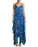 Irene Sleeveless Geometric-Print Dress, Blue Circus