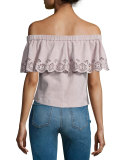 Renuka Off-The-Shoulder Suede Top, Lilac