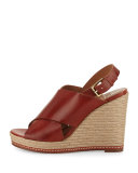 Cora Leather Espadrille Wedge Sandal, Burnt Sienna