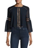 Jaylen Bell-Sleeve Lace-Trim Blouse