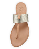 Nice T-Strap Thong Flat Sandal, Platinum