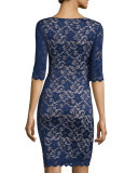 Half-Sleeve Lace Sheath Dress