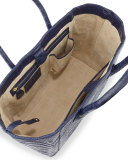 Crocodile Small Convertible Tote Bag, Royal Navy Matte
