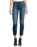 Lorient Embellished Skinny Ankle Jeans, Blue