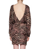 Animal-Print V-Back Blouson Dress, Multi