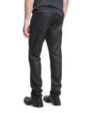 Harleston Zip-Up Ribbed Wool Sweater, Charcoal Melange