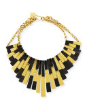 Kifalme Dark Horn & Bronze Bib Necklace, Bronze