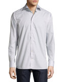 Contemporary-Fit Geometric-Print Sport Shirt, Beige/Blue