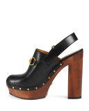 Amstel Horsebit Leather Clog Pump, Black