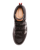 Three-Strap High-Top Sneaker, Black