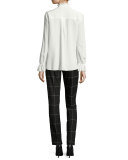 Karis Windowpane Plaid Ankle Pants, Black Multi