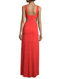 Sleeveless V-Neck Gown W/Cutouts, Bright Red