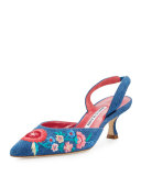 Fauna Floral Denim 50mm Pump, Denim
