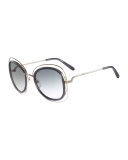 Carlina Trimmed Butterfly Sunglasses