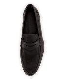 Perforated Leather Penny Loafer, Black