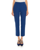 Cropped Straight-Leg Pants, Sapphire Blue