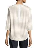 3/4-Sleeve Striped Jersey Tee 