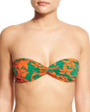 Minorca Printed Twisted Bandeau Swim Top, Athena/Green