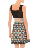 Sleeveless Dress with Textured Skirt