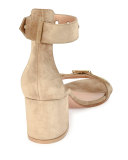 Hayes Suede Buckle 60mm Sandal, Beige