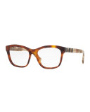 Square Two-Tone Optical Frames, Light Havana