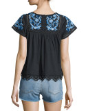 Garden Floral-Embroidered Top