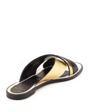 Mirror Crisscross Flat Slide Sandal