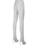 Stretch Flannel Pleated Slim Pants, Gravel