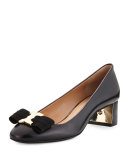 Gemini Link Bow Leather 50mm Pump, Black