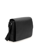 Saffiano Leather Messenger Bag, Black