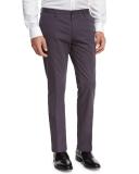 Slim-Straight Flat-Front Trousers, Mid Gray