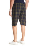 Plaid Drop-Rise Drawstring Shorts