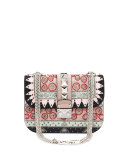 Small Beaded Geometric Patch Shoulder Bag, Multicolor