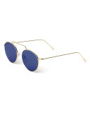 Wynwood Round Stainless Steel Sunglasses, Gold/Blue