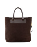 Suede Side-Zip Tote Bag