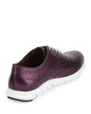 ZeroGrand Metallic Wing-Tip Oxford Sneaker, Elderberry/Optic White