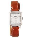 The Canfield Square Watch w/ Leather Strap, White/Bourbon