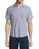 Morton Striped Seersucker Short-Sleeve Sport Shirt, Navy